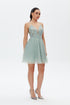 MONARCH V NECK STRAPS MINI DRESS